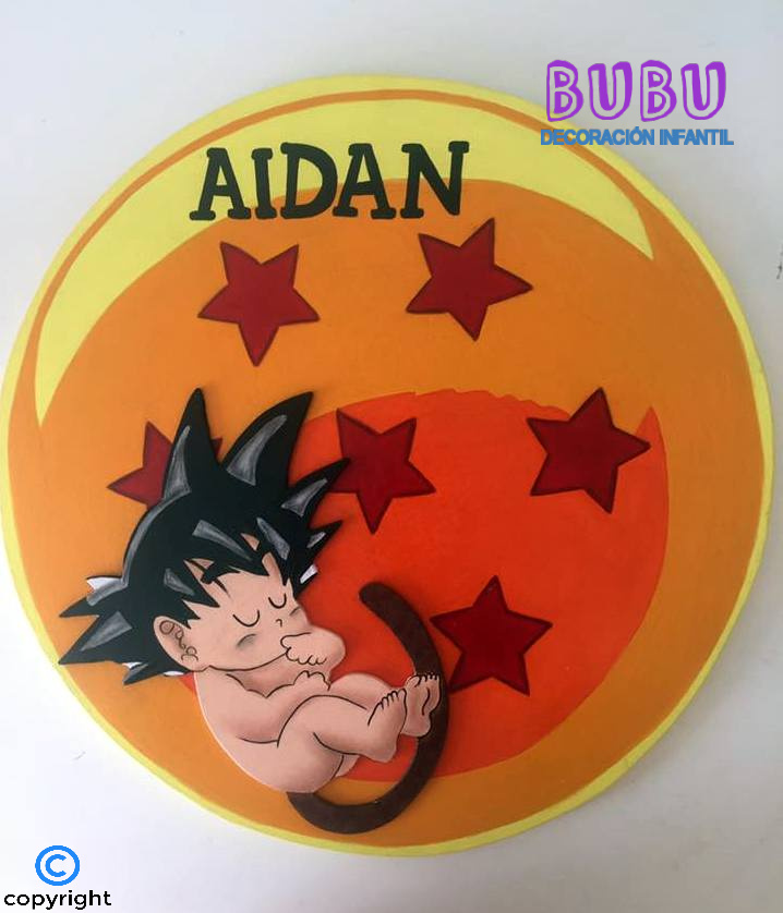 Plaquita decoración Goku y Bola de Dragón ❤️ BUBU Decoración Infantil
